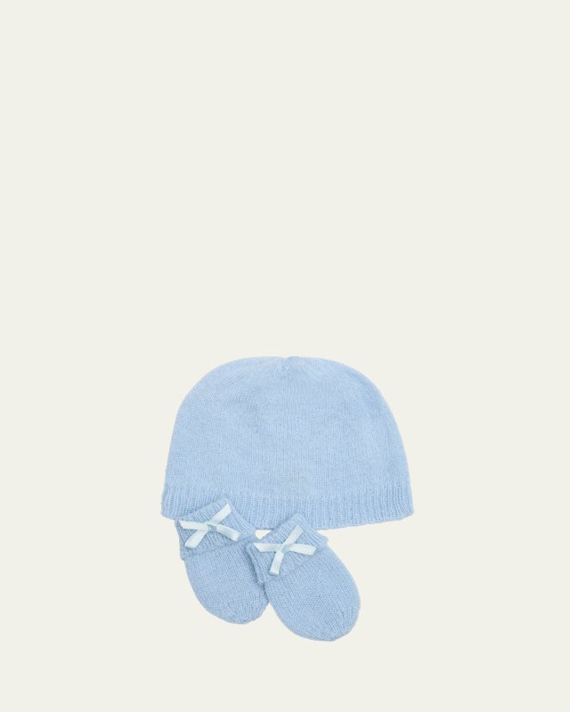 Kid's Cashmere Baby Hat & Mittens Set, Siz